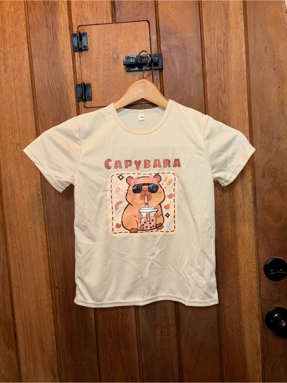 Cream Capybara Graphic Tee for Kids